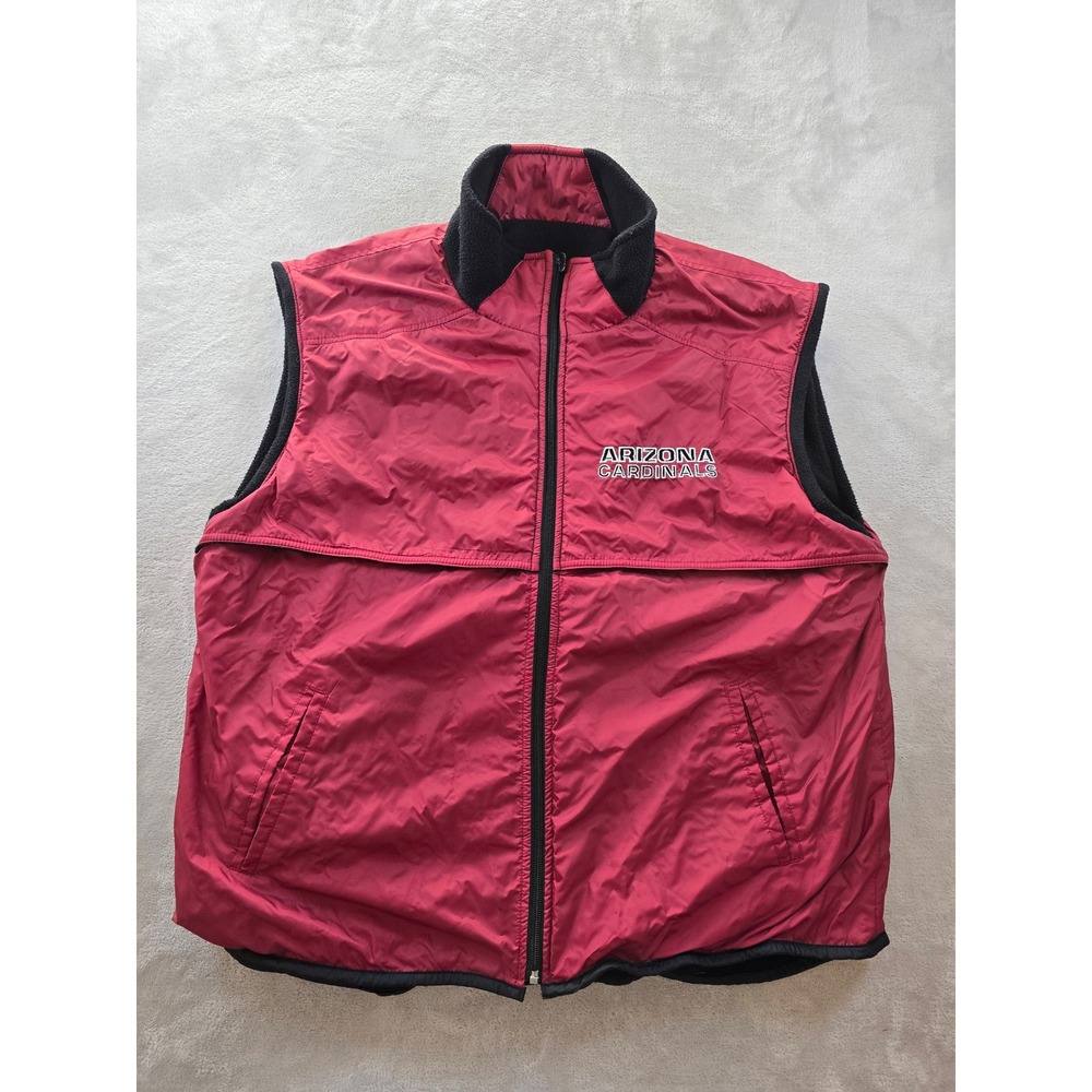 Vintage Arizona Cardinals Reversible Vest Mens M Red Black‎ Full Zip Pro Player